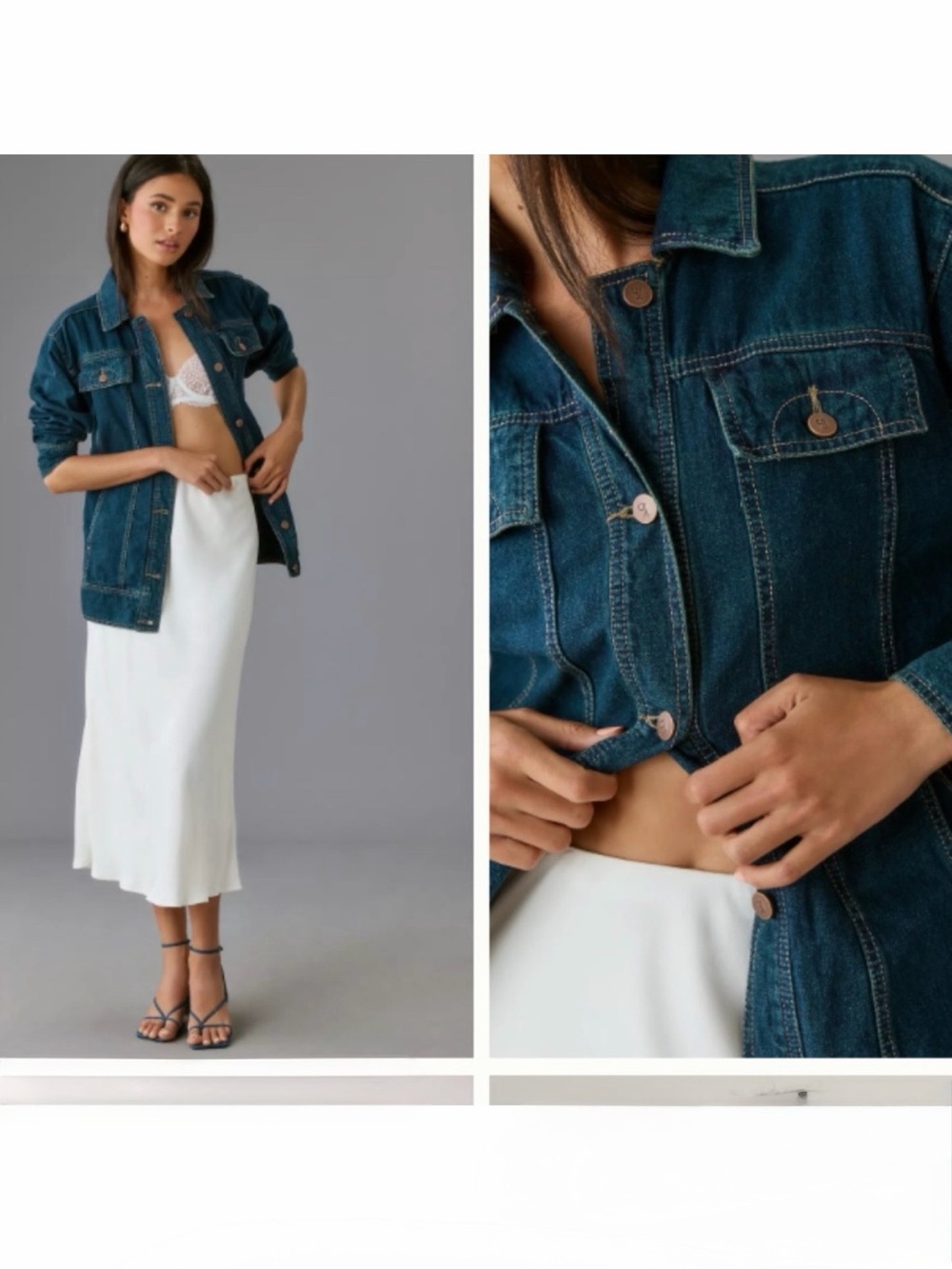 NWT Pilcro Corset Longline Denim Jacket Coat Jeans Cinched Anthropologie SMALL
